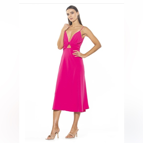 Alexia Admor Dresses & Skirts - Alexia Admor • Camila midi dress hot pink draped cutout